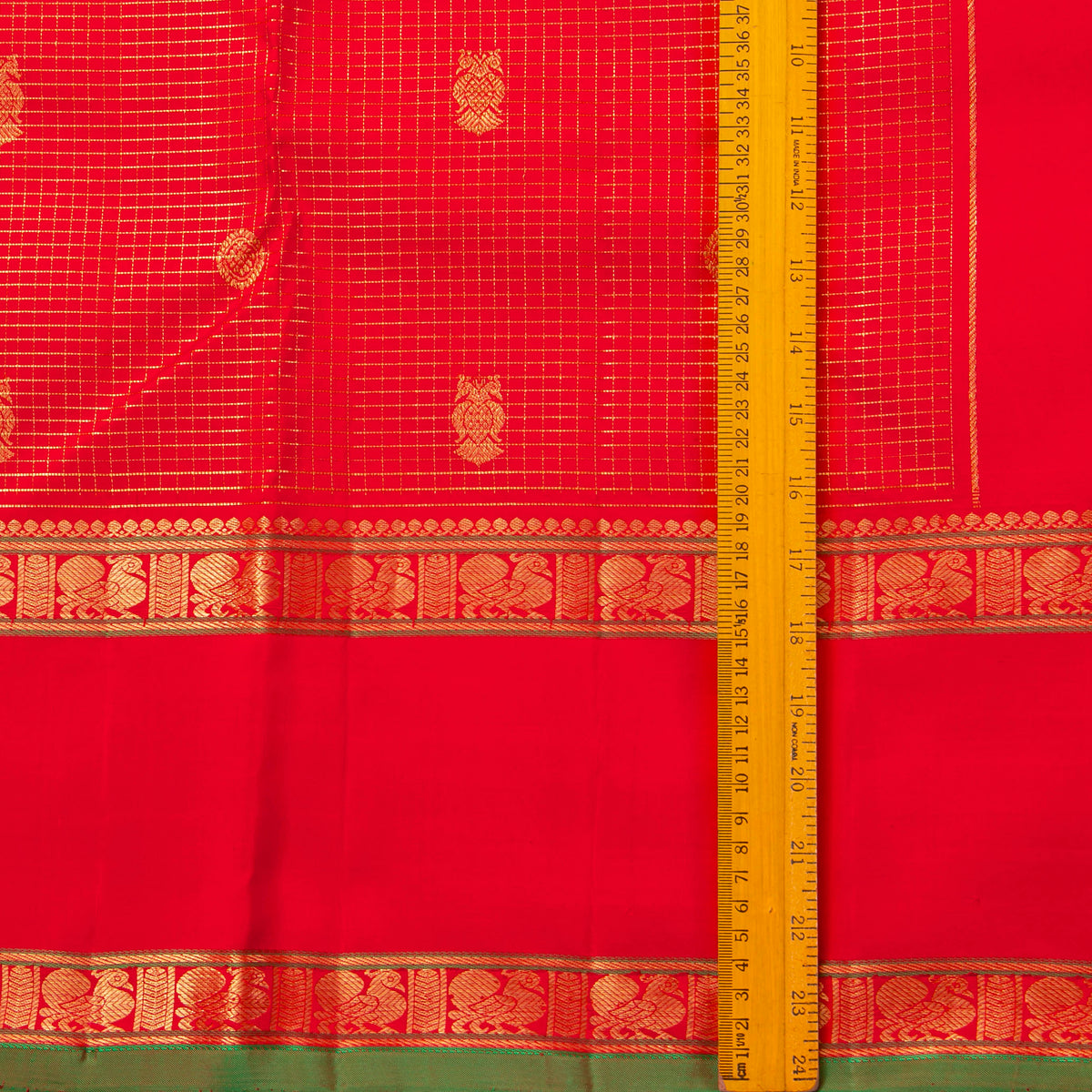Red Kanchipuram Silk Saree For Bridal Wear PV NYC 2048