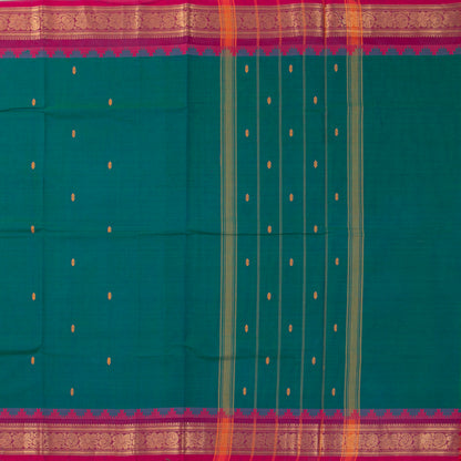 Teal And Pink Kanchi Cotton Saree For Festive Wear PV MM KC 390