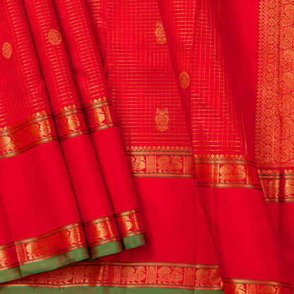Red Kanchipuram Silk Saree For Bridal Wear PV NYC 2048