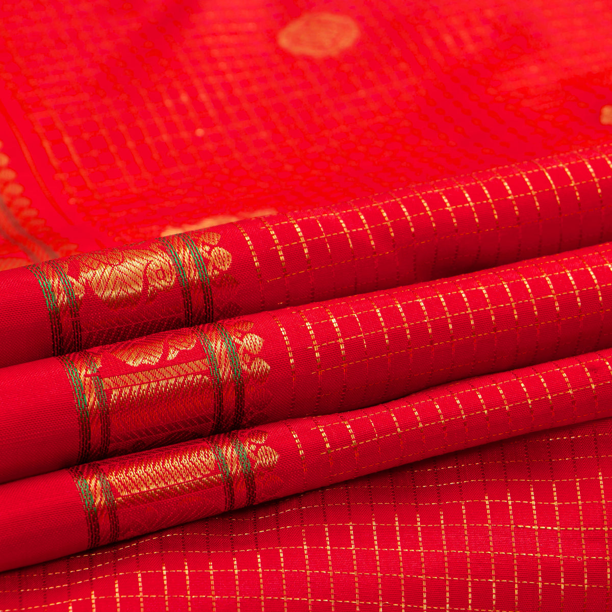 Red Kanchipuram Silk Saree For Bridal Wear PV NYC 2048