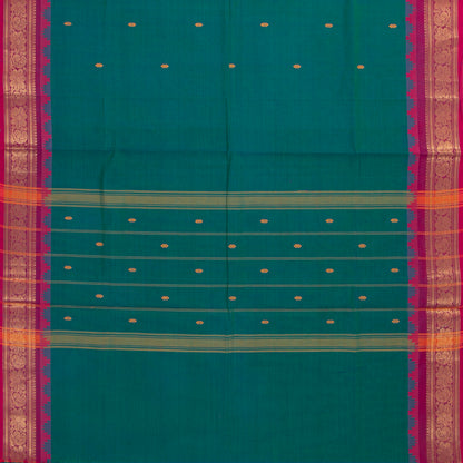 Teal And Pink Kanchi Cotton Saree For Festive Wear PV MM KC 390
