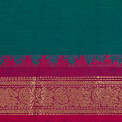 Teal And Pink Kanchi Cotton Saree For Festive Wear PV MM KC 390
