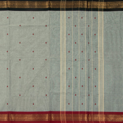 Grey Kanchi Cotton Saree Ganga Jamuna Border For Festive Wear PV MM KC 418