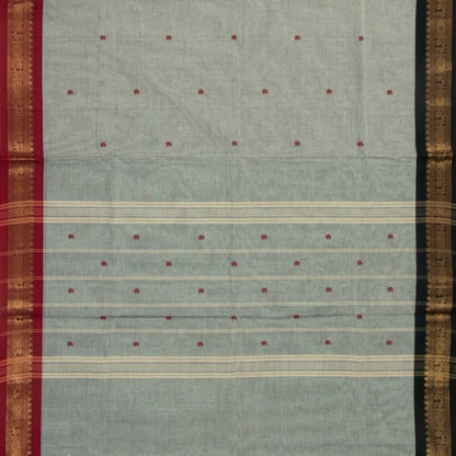 Grey Kanchi Cotton Saree Ganga Jamuna Border For Festive Wear PV MM KC 418