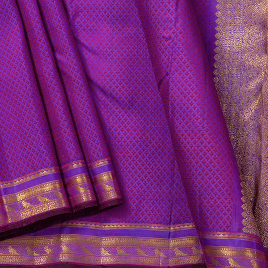 Purple Kanchipuram Silk Saree For Festive Wear PV NYC 2004