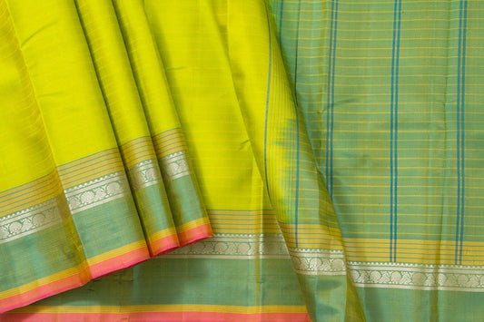 Green Kanchipuram Silk Saree Light Weight For Festive Wear PV KNN 206 - Silk Sari - Panjavarnam