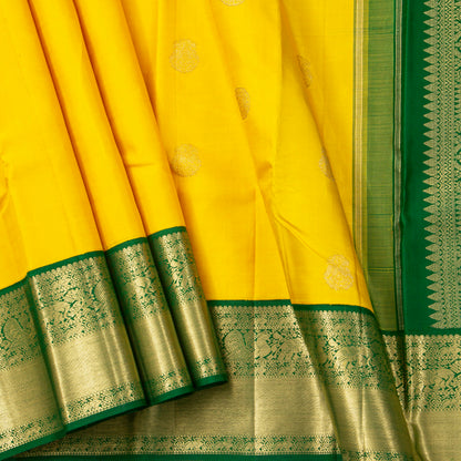Yellow And Green Kanchipuram Silk Saree For Bridal Wear PV NYC 1939