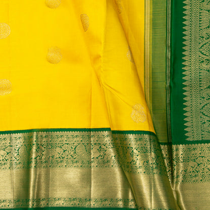 Yellow And Green Kanchipuram Silk Saree For Bridal Wear PV NYC 1939