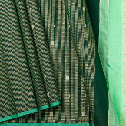 Green And Sea Green Kanchipuram Silk Saree For Bridal Wear PV NYC 1961
