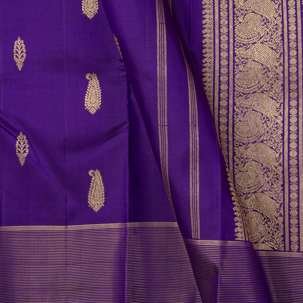 Violet Kanchipuram Silk Saree For Bridal Wear PV NYC 1997
