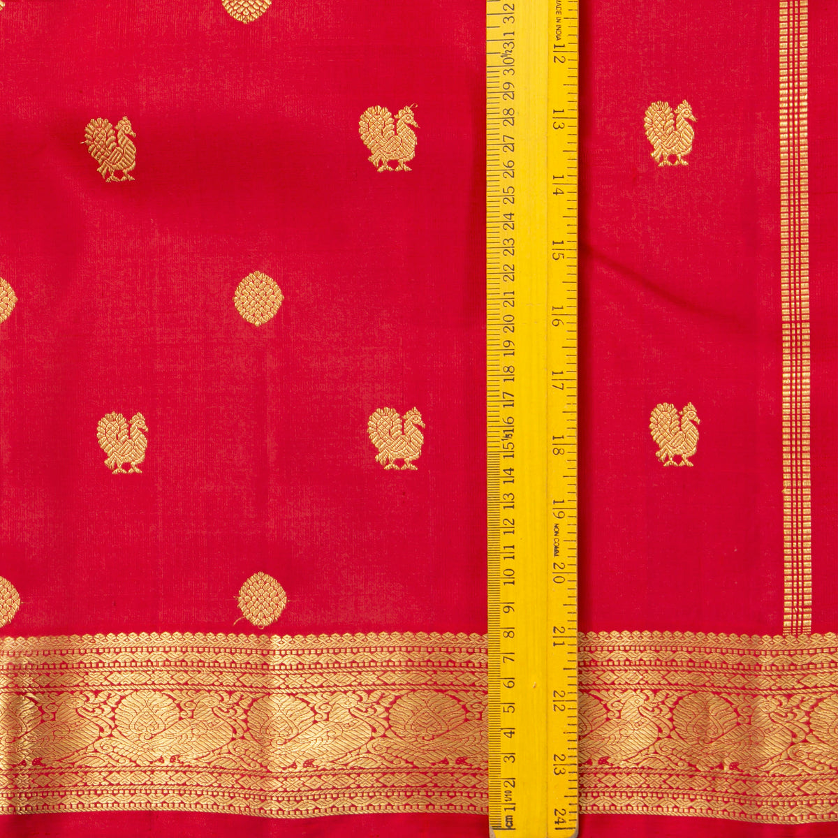 Red Kanchipuram Silk Saree For Festive Wear PV NYC 1984