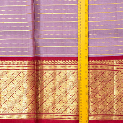 Mauve And Red Kanchipuram Silk Saree For Bridal Wear PV NYC 1966