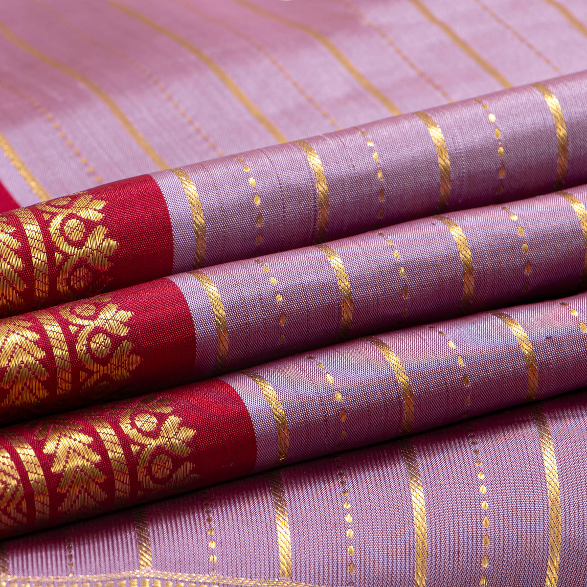 Mauve And Red Kanchipuram Silk Saree For Bridal Wear PV NYC 1966