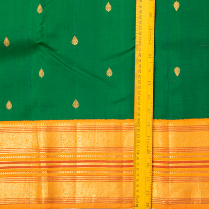 Green And Yellow Kanchipuram Silk Saree For Wedding Wear PV NYC 1938