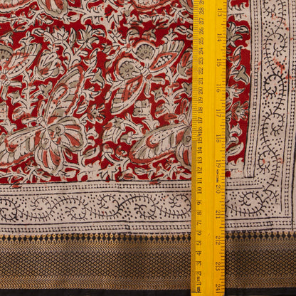 Maroon And Black Kalamkari Mangalgiri Silk Saree With Zari Border For Office Wear PV MG 109