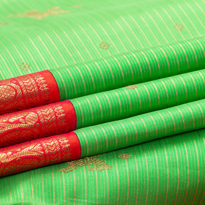 Green And Red Kanchipuram Silk Saree For Wedding Wear PV NYC 1943