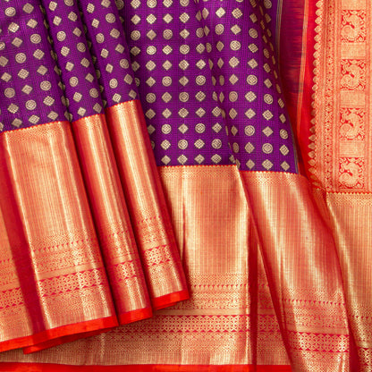 Magenta And Red Kanchipuram Silk Saree For Bridal Wear PV NYC 1949