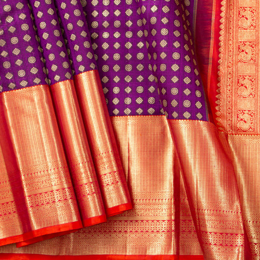 Magenta And Red Kanchipuram Silk Saree For Bridal Wear PV NYC 1949