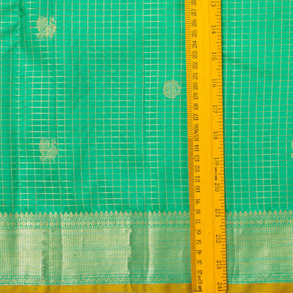 Sea Green And Yellow Kanchipuram Silk Saree For Bridal Wear PV NYC 2007