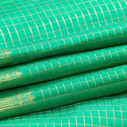 Sea Green And Yellow Kanchipuram Silk Saree For Bridal Wear PV NYC 2007