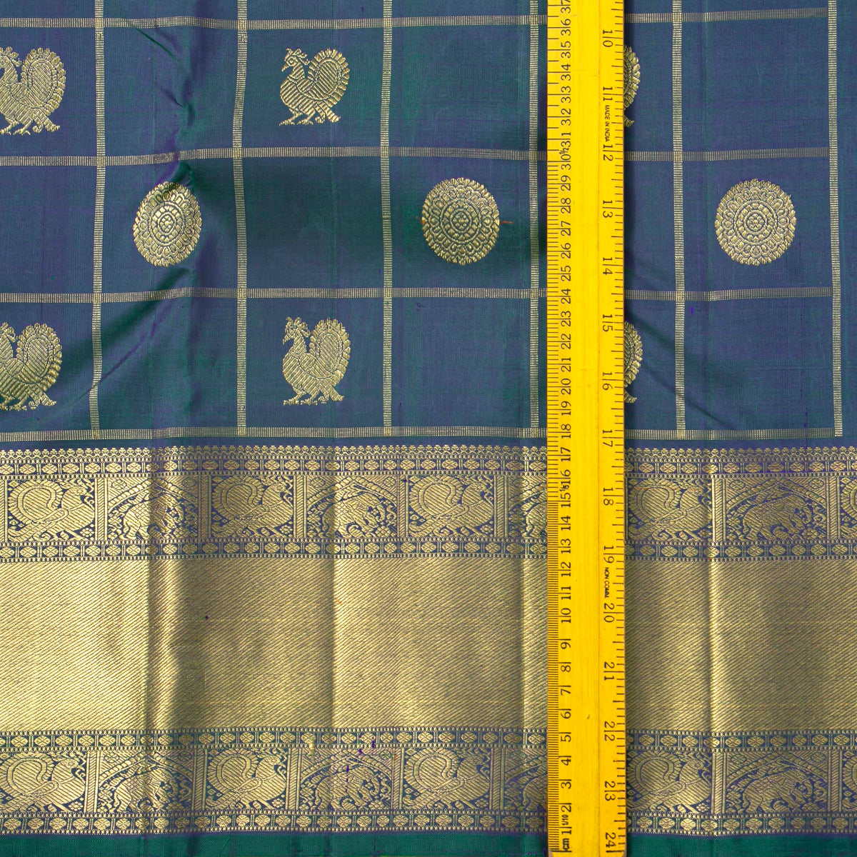 Mayilkazuthu Blue Kanchipuram Silk Saree For Bridal Wear PV NYC 1971