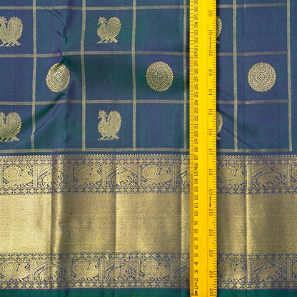 Mayilkazuthu Blue Kanchipuram Silk Saree For Bridal Wear PV NYC 1971