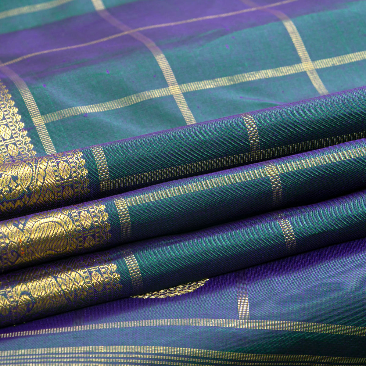 Mayilkazuthu Blue Kanchipuram Silk Saree For Bridal Wear PV NYC 1971