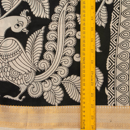 Monochrome Kalamkari Mangalgiri Silk Saree For Office Wear PV MG 107