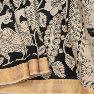 Monochrome Kalamkari Mangalgiri Silk Saree For Office Wear PV MG 107