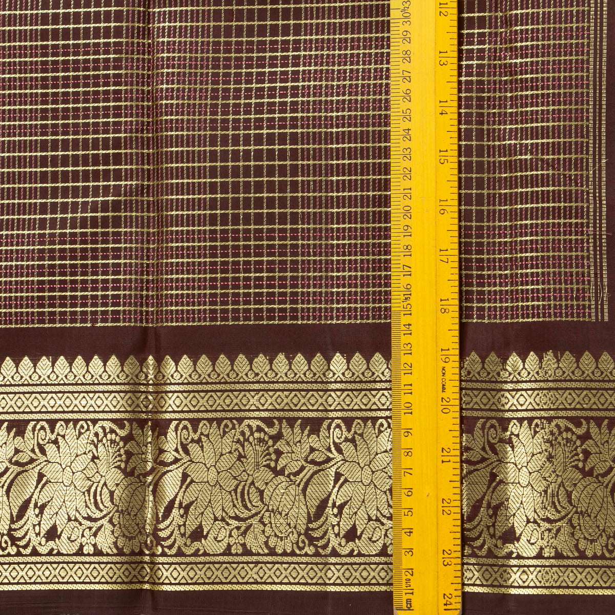 Brown Kanchipuram Silk Saree For Bridal Wear PV NYC 1991