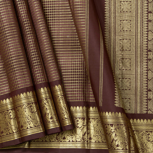 Brown Kanchipuram Silk Saree For Bridal Wear PV NYC 1991