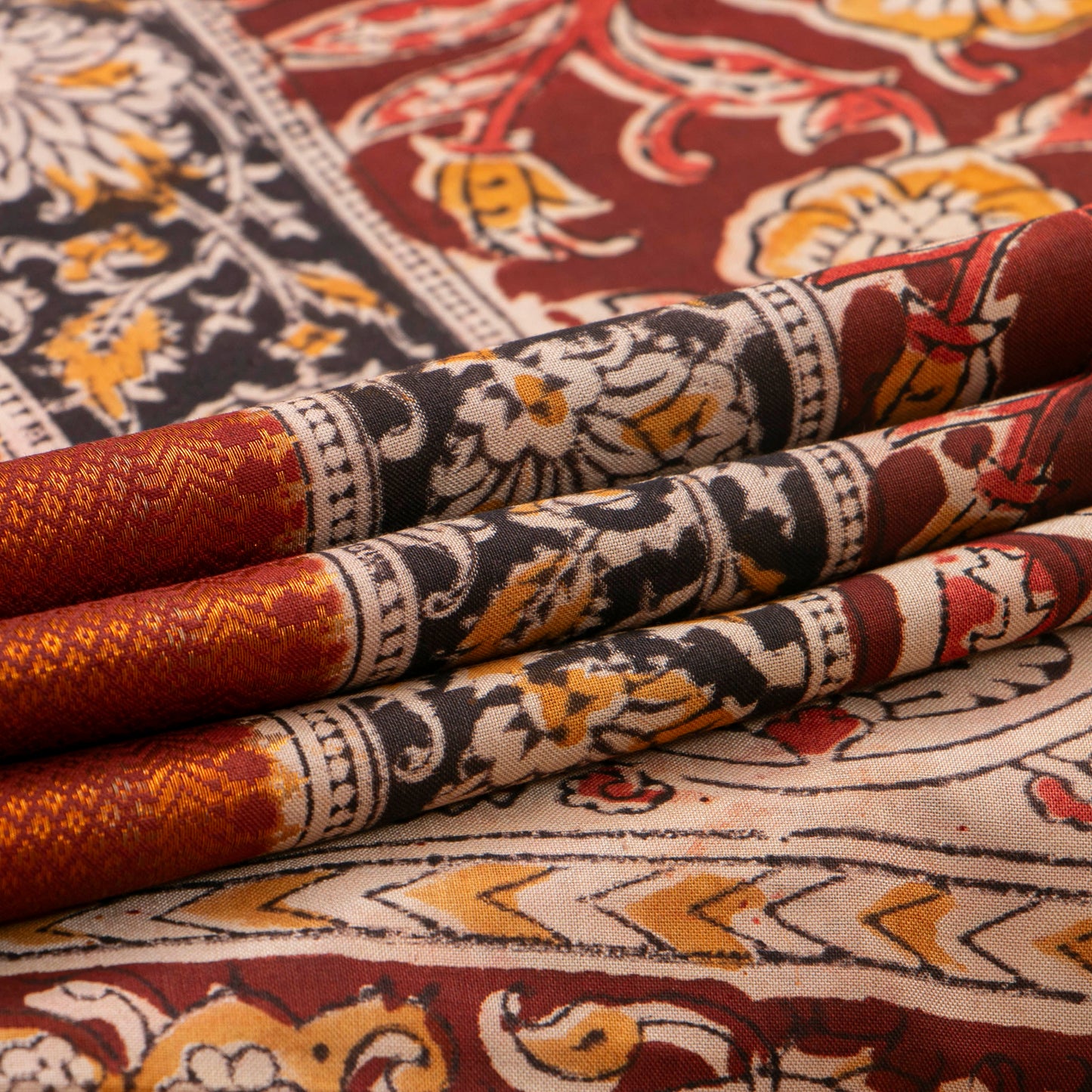 Maroon Kalamkari Mangalgiri Silk Saree For Office Wear PV MG 103