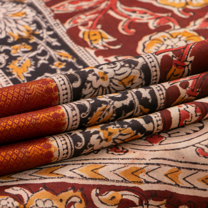 Maroon Kalamkari Mangalgiri Silk Saree For Office Wear PV MG 103