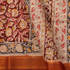 Maroon Kalamkari Mangalgiri Silk Saree For Office Wear PV MG 103
