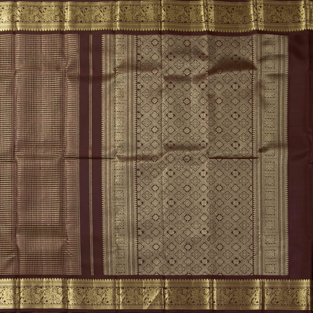 Brown Kanchipuram Silk Saree For Bridal Wear PV NYC 1991