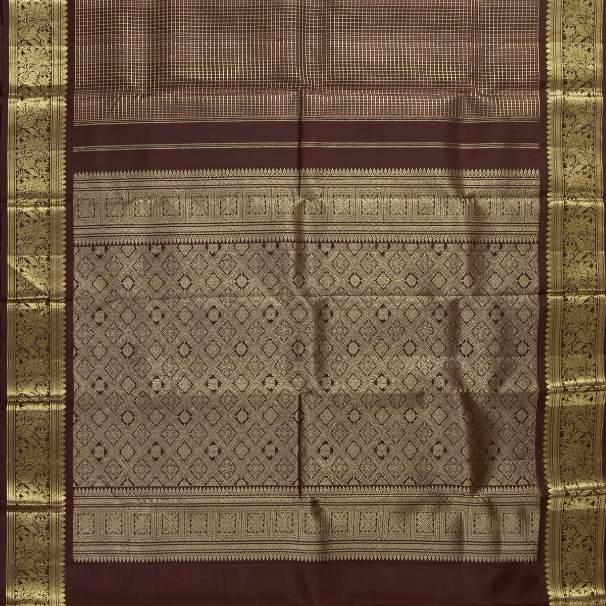 Brown Kanchipuram Silk Saree For Bridal Wear PV NYC 1991