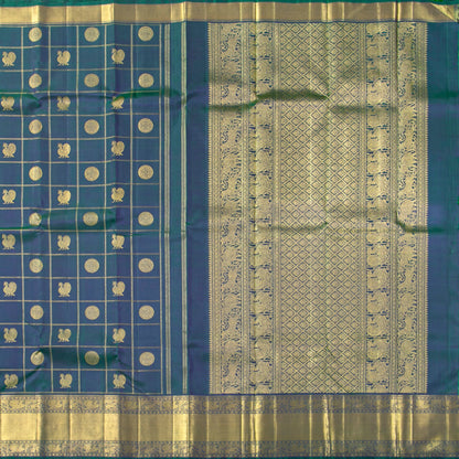 Mayilkazuthu Blue Kanchipuram Silk Saree For Bridal Wear PV NYC 1971