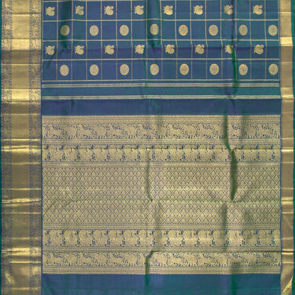 Mayilkazuthu Blue Kanchipuram Silk Saree For Bridal Wear PV NYC 1971