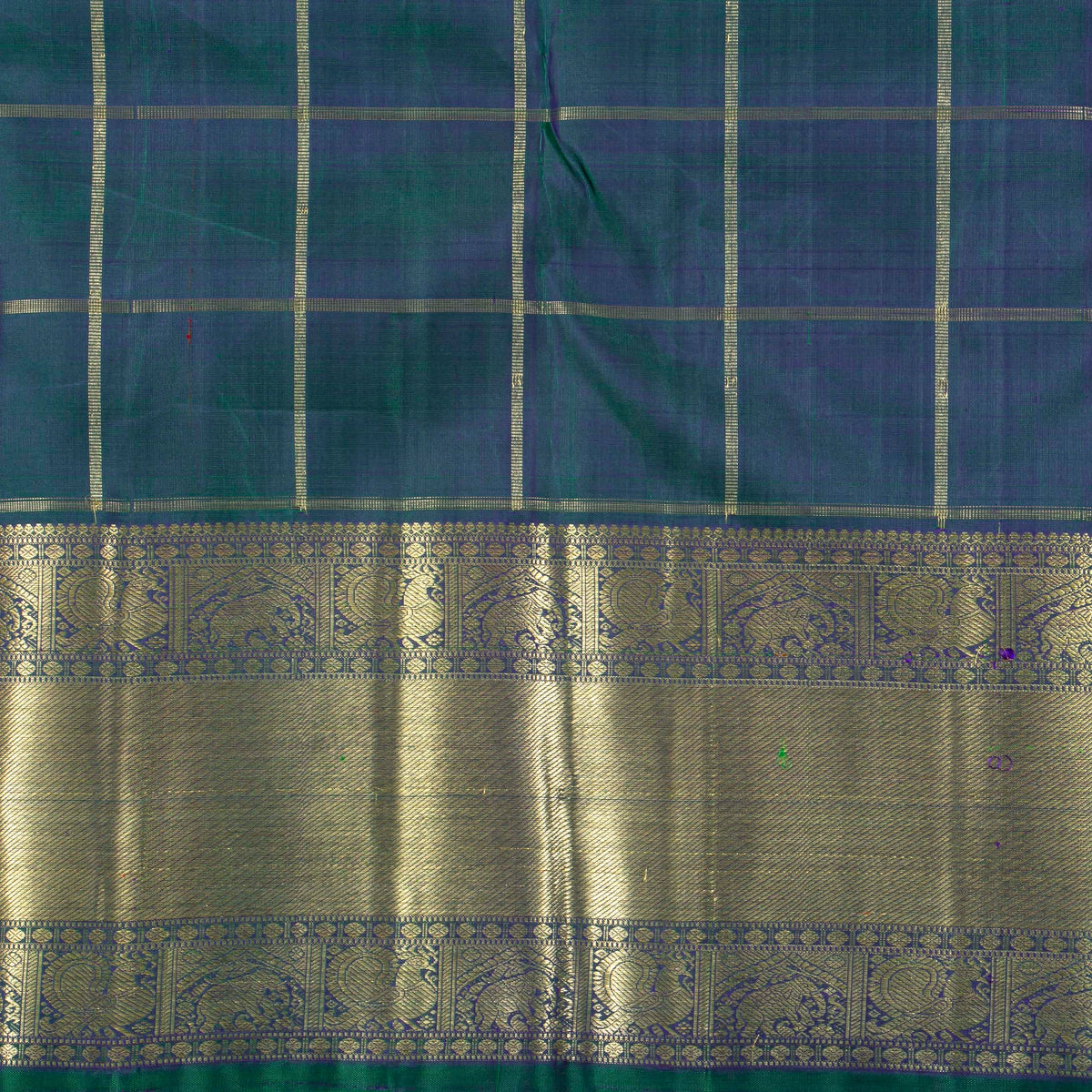 Mayilkazuthu Blue Kanchipuram Silk Saree For Bridal Wear PV NYC 1971
