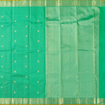Sea Green And Yellow Kanchipuram Silk Saree For Bridal Wear PV NYC 2007