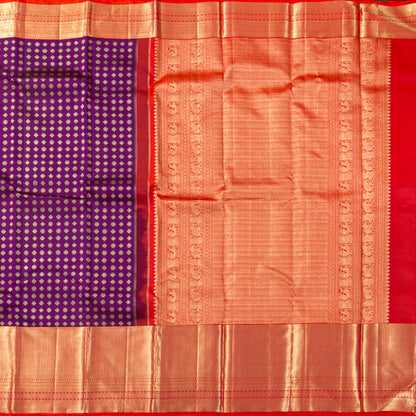 Magenta And Red Kanchipuram Silk Saree For Bridal Wear PV NYC 1949