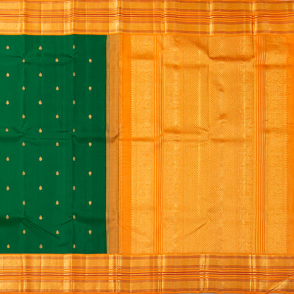 Green And Yellow Kanchipuram Silk Saree For Wedding Wear PV NYC 1938