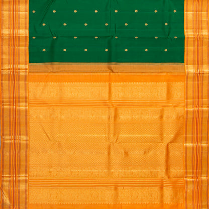 Green And Yellow Kanchipuram Silk Saree For Wedding Wear PV NYC 1938