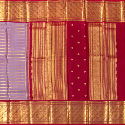 Mauve And Red Kanchipuram Silk Saree For Bridal Wear PV NYC 1966