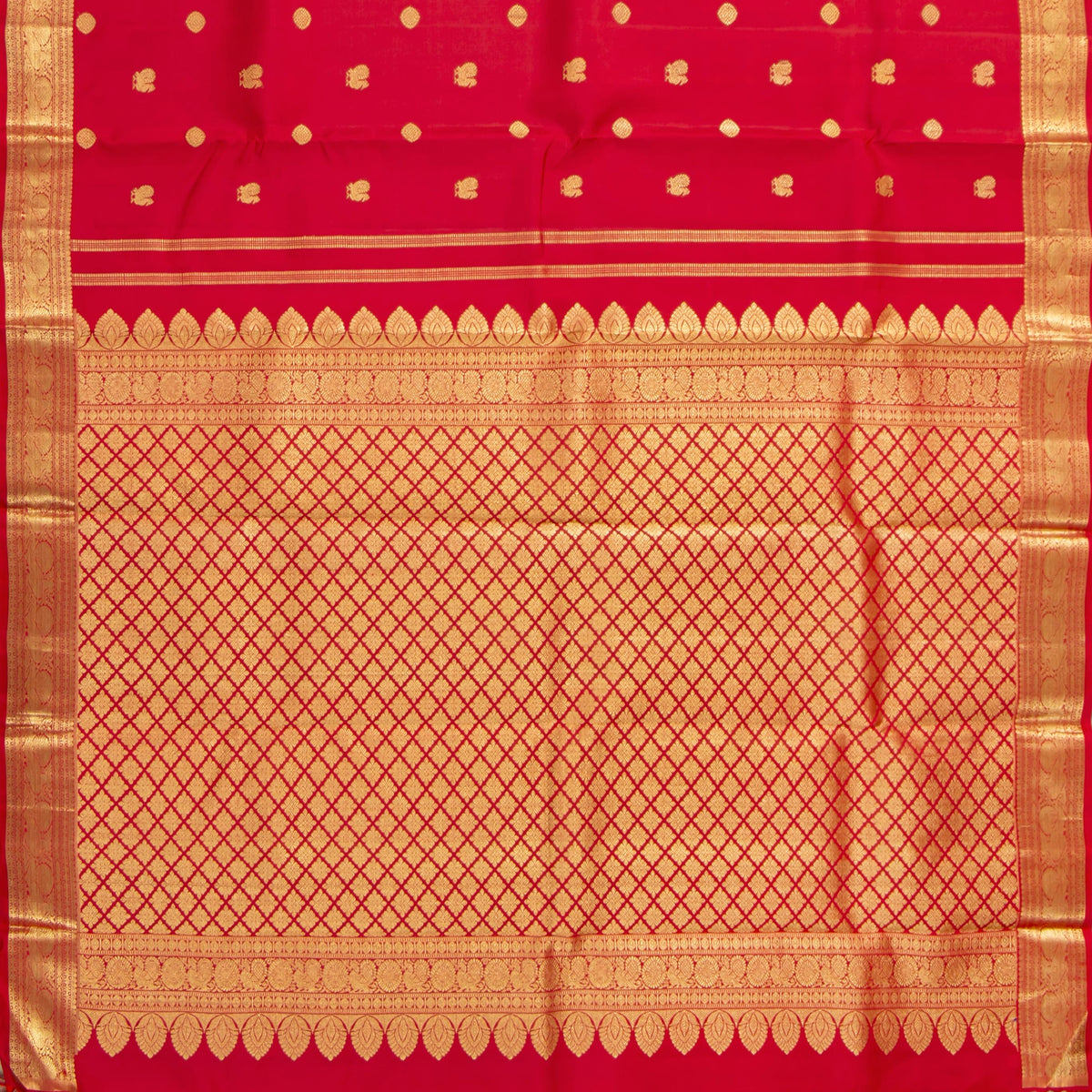 Red Kanchipuram Silk Saree For Festive Wear PV NYC 1984