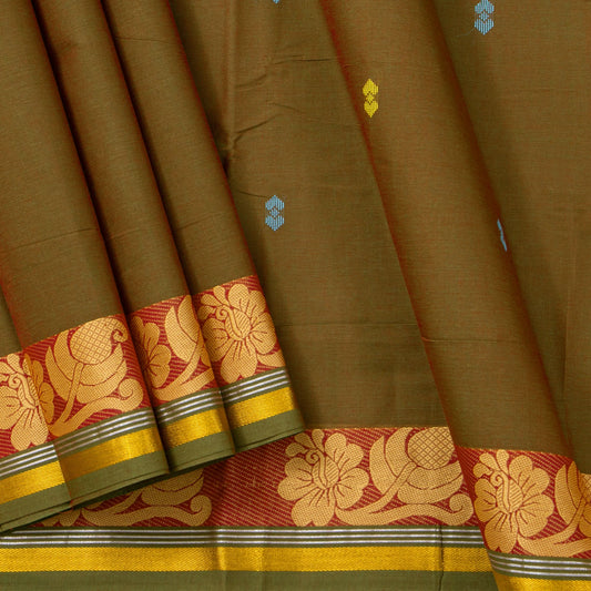 Green Chettinad Cotton Saree PV SK CC 233 - Cotton Saree - Panjavarnam PV SK CC 233