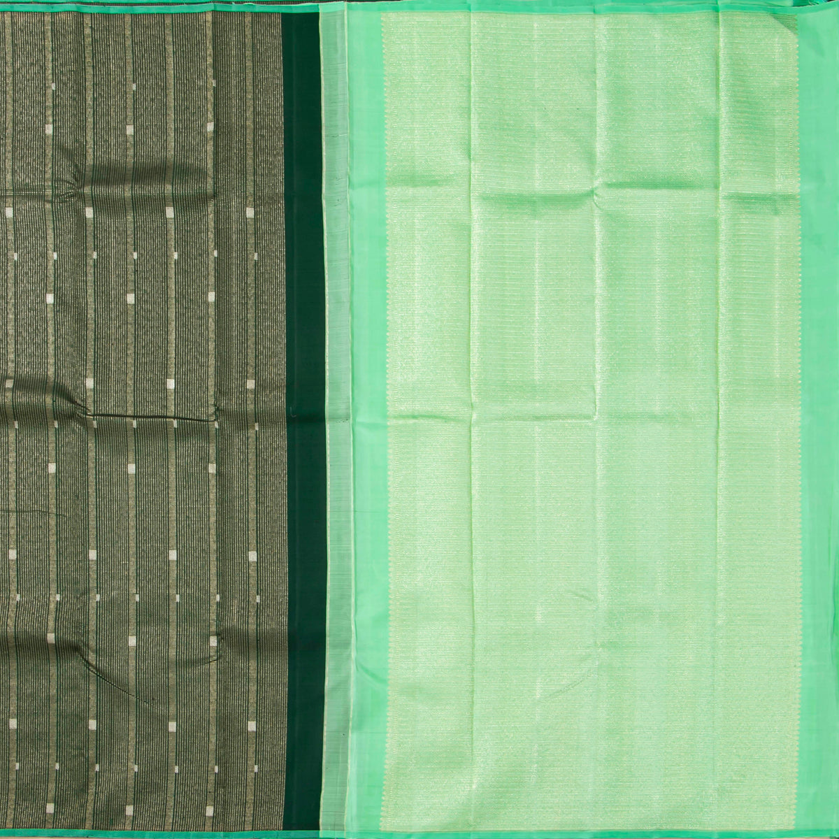 Green And Sea Green Kanchipuram Silk Saree For Bridal Wear PV NYC 1961