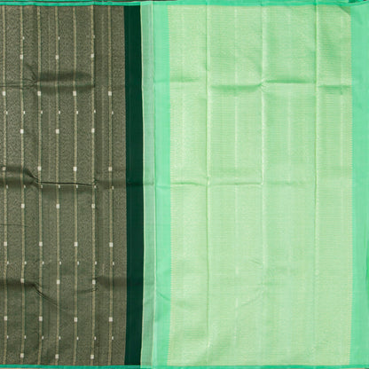 Green And Sea Green Kanchipuram Silk Saree For Bridal Wear PV NYC 1961