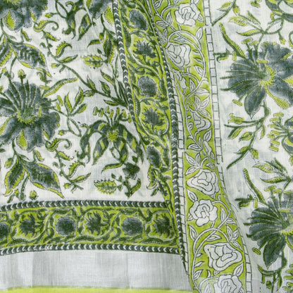 White Linen Saree With Silver Zari Border PL 2095 - Linen Sari - Panjavarnam PL 2095