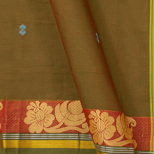Green Chettinad Cotton Saree PV SK CC 233 - Cotton Saree - Panjavarnam PV SK CC 233